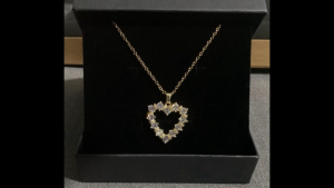 Stainless Steel 18K Gold Shell Heart Butterfly Zircon Pendant Necklace