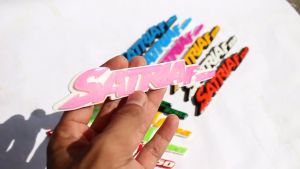 EMBLEM MOTOR SATRIA F150 HARGA UNTUK SATU PASANG KIRI KANAN BENTUK SATU ARAH ATAU SISI SAJA 3D TIMBUL KEKINIAN