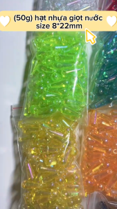 (50g)Hạt nhựa giọt nước size 8*22mm nhiều màu Nguyên liệu làm trang sức cổ trang Nguyên liệu diy