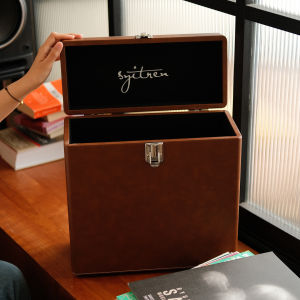Syitren Portable Vinyl Record Storage Box Retro Handheld Film Dustproof Protective Box Black Vinyl Record Carrying Case