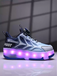 With Lights Roller Walking Shoes Boys/Girls the Skating Shoes Four Wheel Shoes USB Port Rechargeable Good-looking Automatic Double-Row Flying Shoes 2025 New Model