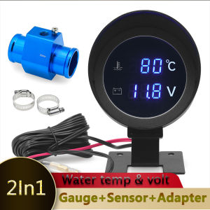 -10~110℃ Car Water Temperature Gauge with Water Temp Joint Pipe Sensor and adapter 2-in-1 Motorcycle LCD Digital VOLT Voltmeter