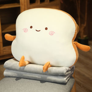 Cute Bread Shaped Plush Toy Pillow Two-In-One Sleep Blanket Girls Doll Large Doll Sofa Warm Hand Soft Stuffed Animal Figure