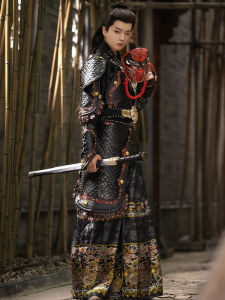 Original Ming Dynasty Mens Hanfu Fish Scale Armor Wrist Protector Arm Protector Fabric Gold Thread High Waist Traditional Culture Type