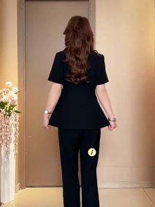 Stylish and Elegant Plus Size Women Suit Jacket and Wide Leg Pants