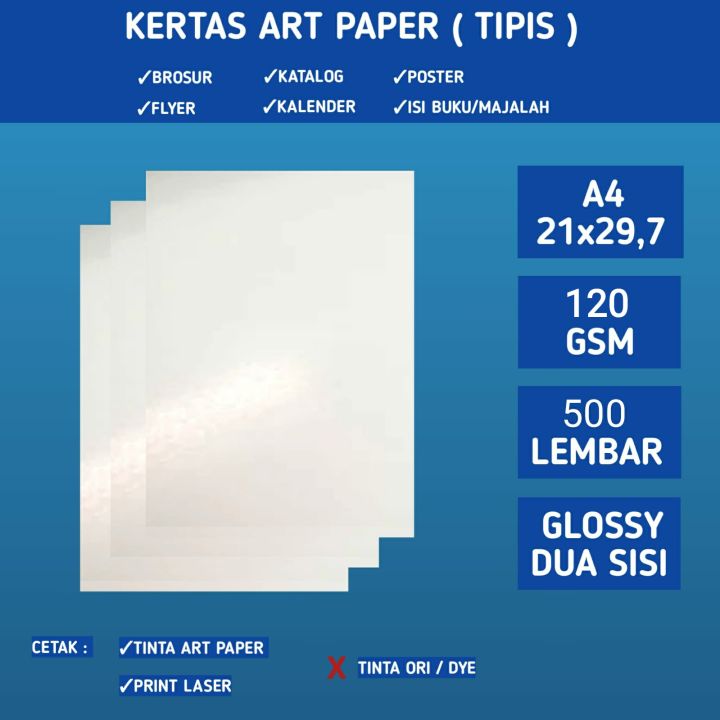 Kertas Art Paper 120 Gsm A4 Isi 500 Lembar Kertas Bahan Brosur Isi Majalah Glossy 120 Gram 500 7327