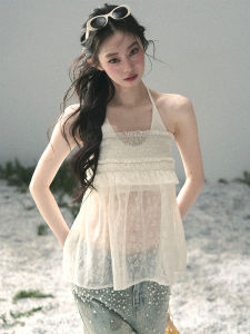 SHAOYEYAN | Transparent Lace Floral Halter T-Shirt