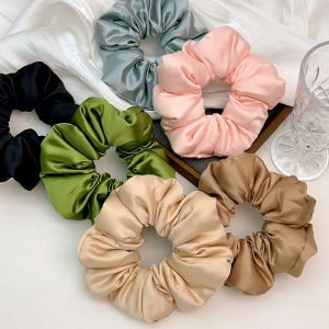 Kitsch ผ้าซาติน ยางรัดผมขนาดใหญ่ โบว์ ยางรัดผม นุ่ม สไตล์หมอน ผู้หญิง ยางรัดผมแบบยืดหยุ่นเครื่องประดับผม