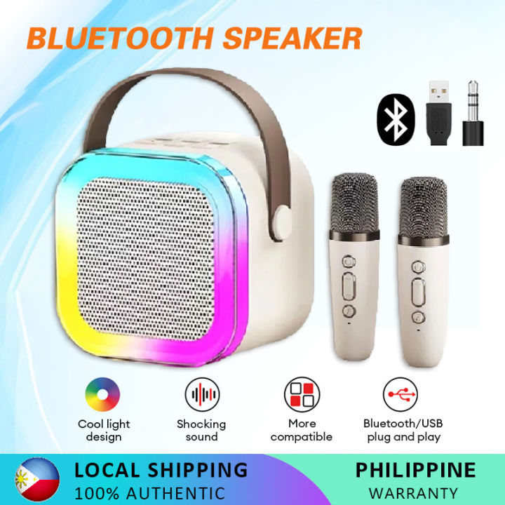 Dual Microphone Karaoke Bluetooth Speakers With Mic RGB Light Sound ...