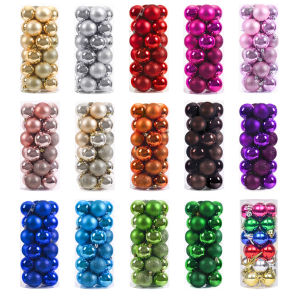 Welcomehome 24pcs Christmas Tree Decoration Reusable 4cm Xmas Tree Ornaments Sparkling Christmas Ball with Hanging Hooks for Holiday