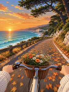 HUACAN Beach Diamond Painting Bicycle Landscape Resin Square Round Drill Diamond Mosaic Sunset Seaside Christmas Gift Handmade