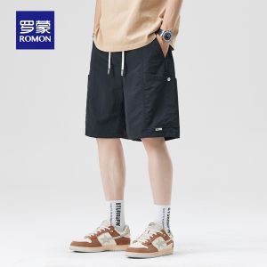 ROMON | กางเกงขาสั้นสำหรับผู้ชาย ใส่ทำงานหน้าร้อน แห้งไว แบบหลวม 5 นิ้ว