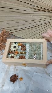 Kotak Kayu Rustic Tempat Cincin Kalung untuk Seserahan Lamaran Pernikahan - KCKE.RUS