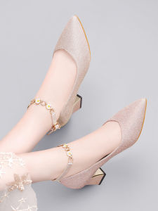 Fashionable Pointed Toe Wedge Heel Shoes for Women Spring Autumn Low Cut Single Shoes Rubber Outsole Soft Leather Inner