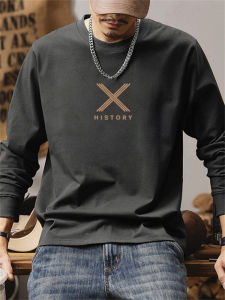 Áo Thun Cotton Dài Tay American Heavyweight Pure Cotton Dành Cho Nam 260g Áo Thun Cổ Tròn Rộng Rãi Thời Trang Thường Ngày