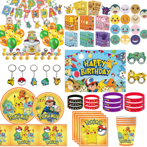 Bandai | Pokemon Birthday Party Decorations Balloon Keychains Napkin Sticker TablewarePlate Tablecloth Favors Gifts Party Supplies