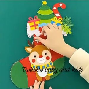 Mainan Edukasi Menjahit Kaos Kaki Christmas Craft Socks Hampers Kado Topi Santa Claus