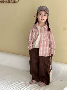 เสื้อเชิ้ตผ้าฝ้ายลายสก็อตแขนยาวสำหรับเด็ก ฤดูใบไม้ร่วง ฤดูใบไม้ผลิ ฤดูหนาว เสื้อผ้าเด็กชายและเด็กหญิง เสื้อผ้าเด็ก เสื้อผ้าเด็ก