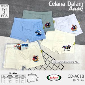 AGREE KIDS A618 BOXER ANAK PREMIUM | Celana Dalam Anak Cowok Boxer Agree | CD Anak laki2 Segi Empat Premium | CD Anak Cowok Agree | Pakaian Dalam Anak | LATANSA