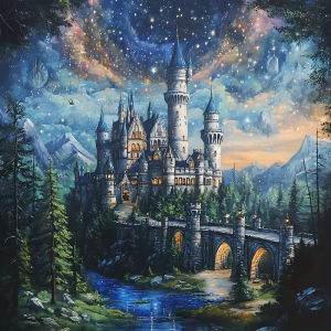 500/1024PCS Jigsaw Puzzle Starry Sky Castle Paper Jigsaw Puzzle for Fantasy Lovers Puzzle