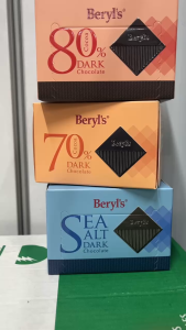Date 05/27 Socola Beryls Malaysia 60g hộp giấy socola đen đắng nguyên chất