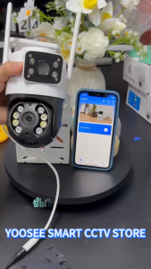 กล้องวงจรปิด 360 wifi yoosee หน้าจอคู่ 2กล้อง กันน้ำ IP66 กล้องวงจรปิดไร้สาย Full HD  กลางคืนภาพสี กล้องวงจรปิดหมุนได้360° นอกบ้าน กันฝน กันแดด