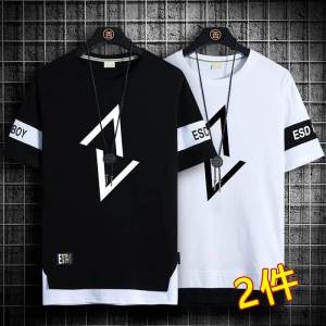 Cool Short Sleeve T-Shirt for Boys Loose Fit Summer Fashion Polyester Fiber Standard Style Geometric Pattern round Neck Top