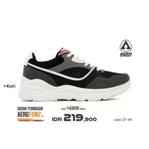 Aerostreet 37-44 Boston Natural Hitam Hitam - Sepatu Sneakers Casual