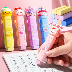 Push-Pull Refillable Rubber Cute Retractable Eraser Creative Pen Shape School Stationery Supplies