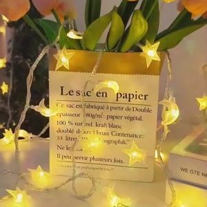 1 Đèn LED Ngôi Sao Và Hình Lưỡi Liềm Dây Đèn Chạy Bằng Pin Cho Ramadan Mubarak Trang Trí Tiệc Cưới Nhiều Màu Ngày Lễ Chiếu Sáng