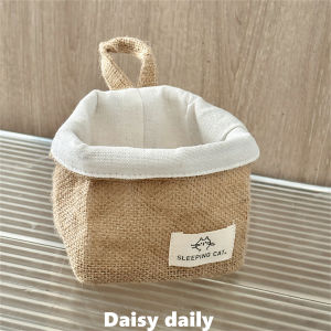 Cute Cartoon Cat Wall Mounted Storage Bag Student Dormitory Hairpin Junk Basket Fabric Hanging Storage Basket Organizer