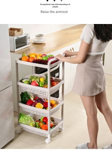Kitchen Multi-layer Fruit Vegetable Rack Stand Storage Basket Home Use Plastic Non-toxic Rust-proof Floor-standing Organizer