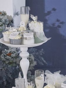 Wedding Birthday Party Decoration Quiet Blue Foggy Day White Cake Pudding Label Fresh Dessert Table Decor Miao Dan Brand