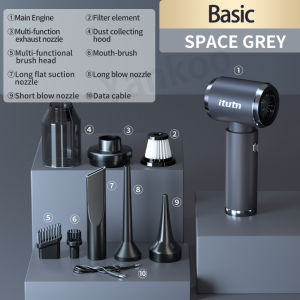 【Malaysia Stock】Itutn Wireless Vacuum Cleaner ZX-106B Space Grey 12000Pa Strong Suction Brushless Copper Motor 4 in 1 6000mAh Long Endurance Two-gear Adjustment Suitable for Car/home/outdoor
