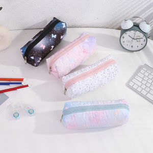 1PC Bowknot Print Pencil Case Creative Starry Sky Style Portable Zipper Desktop Stationery Storage Bag Cute Gift for Friends