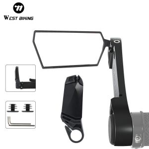 WEST BIKING Foldable Bicycle Rearview Mirror 360° Rotation Adjustable MTB Bar End HD Rear View Mirror Cycling Accessories