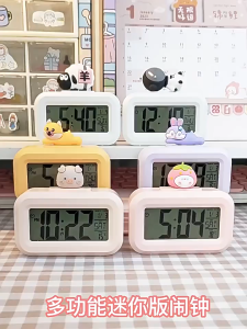 Cute Creative LED Alarm Clock Digital Clock Student Kids Electronic Clock Bedside Night Light Smart Mute Luminous Decor