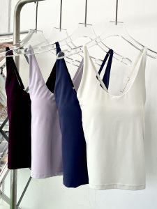 เสื้อกั๊กโยคะแบบมีสายรัดบางสำหรับผู้หญิง 2025 ใหม่ พร้อมแผ่นเสริมหน้าอกแบบถาวร ทรงสลิมฟิต ชุดกีฬา ชุดออกกำลังกาย ชุดโยคะ