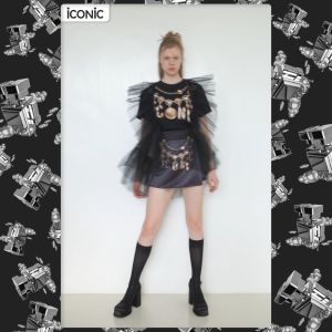 New iCONiC BLACK CHIPPER SKIRT #7199 - กระโปรงสั้น ผ้าไหม พิมพ์ลาย กระโปรงแฟชั่น กระโปรงทำงาน กระโปรงออกงาน กระโปรงสั้นผ้า ที่ได้รับการรับรองของคุณเชยวาที่สุด