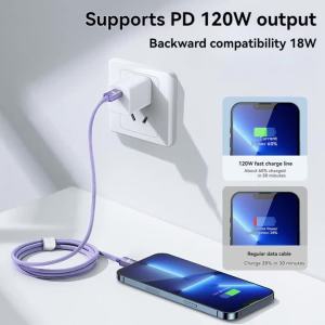 Cáp Sạc Nhanh NNBILI Type C PD 120W Cho iPhone 14/13/12/11 Pro X/8 USB Sang Đầu Nối L Dây Sạc Chất Liệu Bện