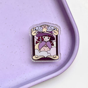Little Witch Acrylic Double-Sided Pp Clip Cartoon Anime Hand Account Clip Magic Girl Hand Account Clip Office Folder