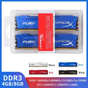 Kingston | DDR3 Memoria 8GB (2x4GB) 16GB (2x8GB) Kit RAM 1866MHz 1600MHz 1333MHz Desktop RAM 240Pins 1.5V DIMM PC3-12800 14900 HyperX Fury