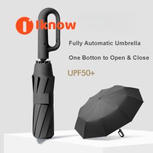 I know Umbrella Fully Automatic UV-protective 3 Fold 10 Ribs Strong Wind Resistance