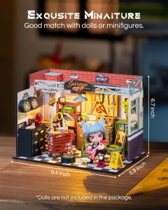 ROBOTIME Miniature House Kit DIY Mini Garage Workshop Tiny Model House Building Kit with LED Decorative Craft for Adults Hobby Gift