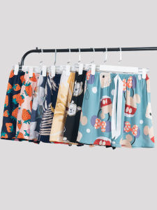 Cotton Silk Shorts Pajama Pants Womens Summer Artificial Cotton Thin Loose and Cute Home Pants Rayon Shorts Can Be Outwear