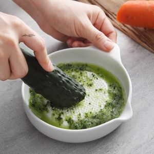White Ceramic Portable Ginger Grater Hand Grinder Garlic Masher Kitchen Tool Simple Style Porcelain Carrot Grinding