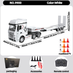 Huina 9900 RC Flatbed Tractor Truck 1/64 Scale 12CH 2.4G Proportional Remote Control Truck with Light Mini RC Model Toy In Stock