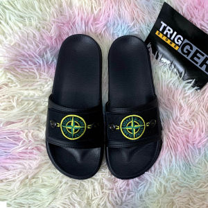 Sandal Selop Pria Stone Island Bahan Karet - Sandal Slip On Patch Bordir SI Terbaru 2024!!!