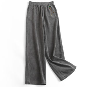 Quần Ống Rộng Dáng Rộng Thoải Mái Mùa Thu Phong Cách Mới Trung Quốc Vải Nhung Treo Trang Trí Quần Dài Thường Ngày Cho Nữ