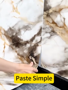 REAIM Mega Size 3D Marble Wallpaper Sticker Self-Adhesive Waterproof Peel-and-Stick Wall Covering for Kitchen & Home